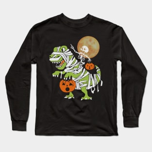 Skeleton Riding Dinosaur Bones Long Sleeve T-Shirt